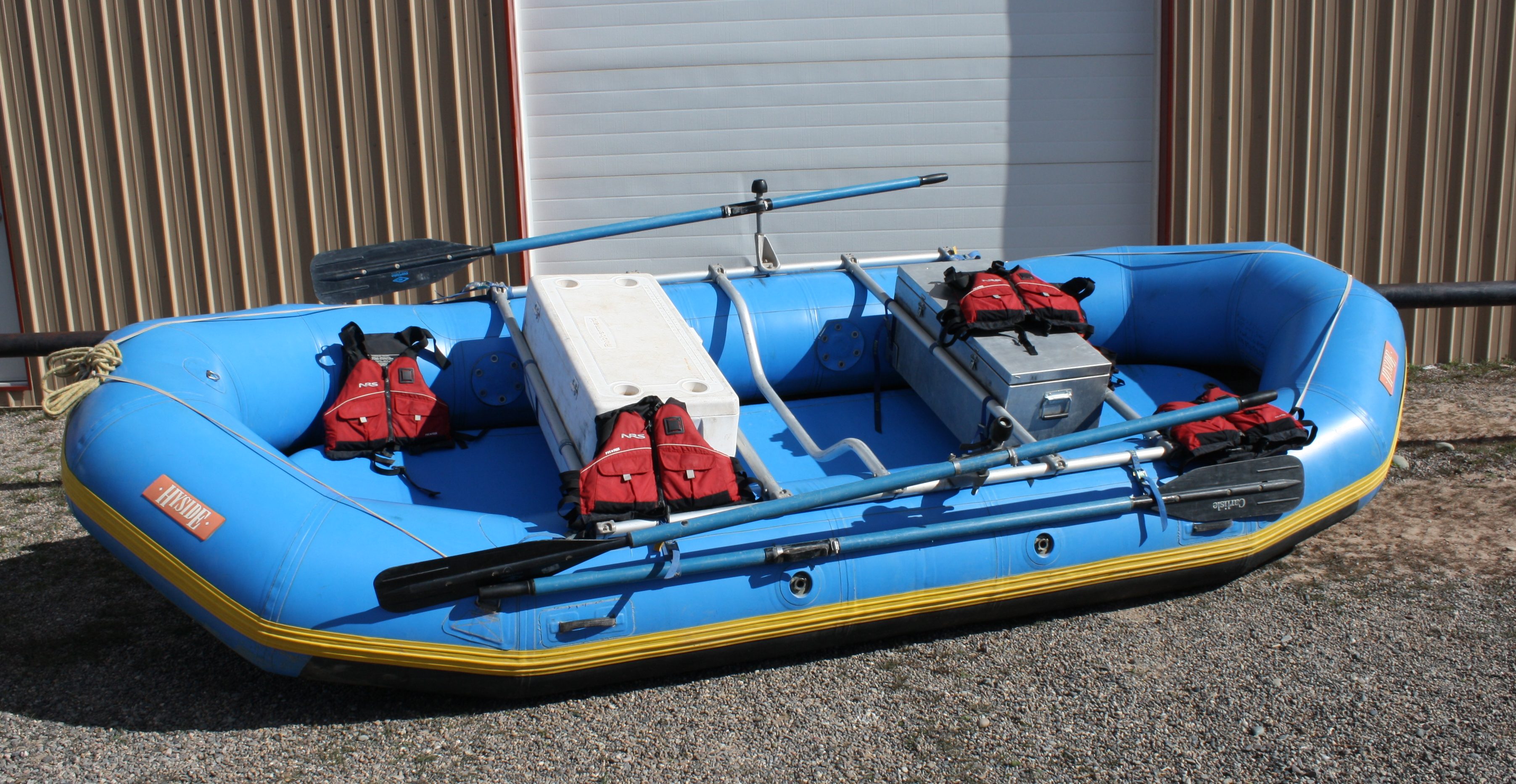 two person raft with cooler